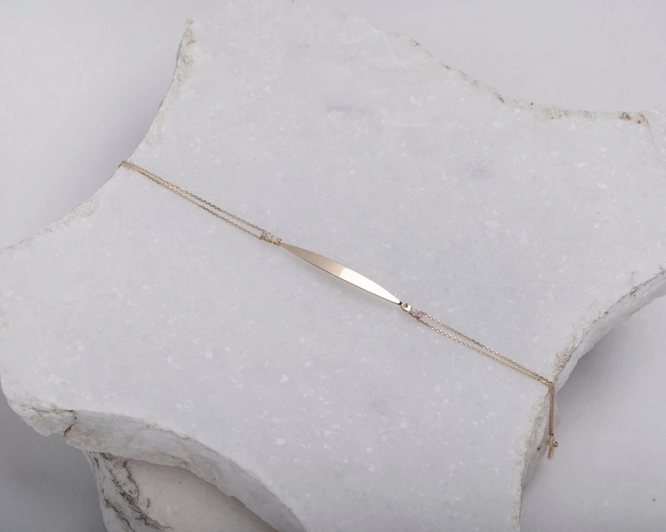 Engravable ID Bracelet in 14K Gold for Personalized Gift for Her - Image 4 of 4