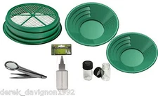  S3 7pc Green 1/8"  Large Gold Classifier Screen & Gold Pan Panning Kit