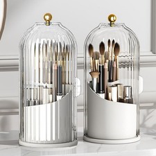 1PCS Makeup Brush Holder Organizer with Clear Lid 360 Rotating Sliding Openin...