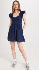 LoveShackFancy Athalia Cotton Gauze Mini Dress M 8 Women Smocked Short NEW 46008