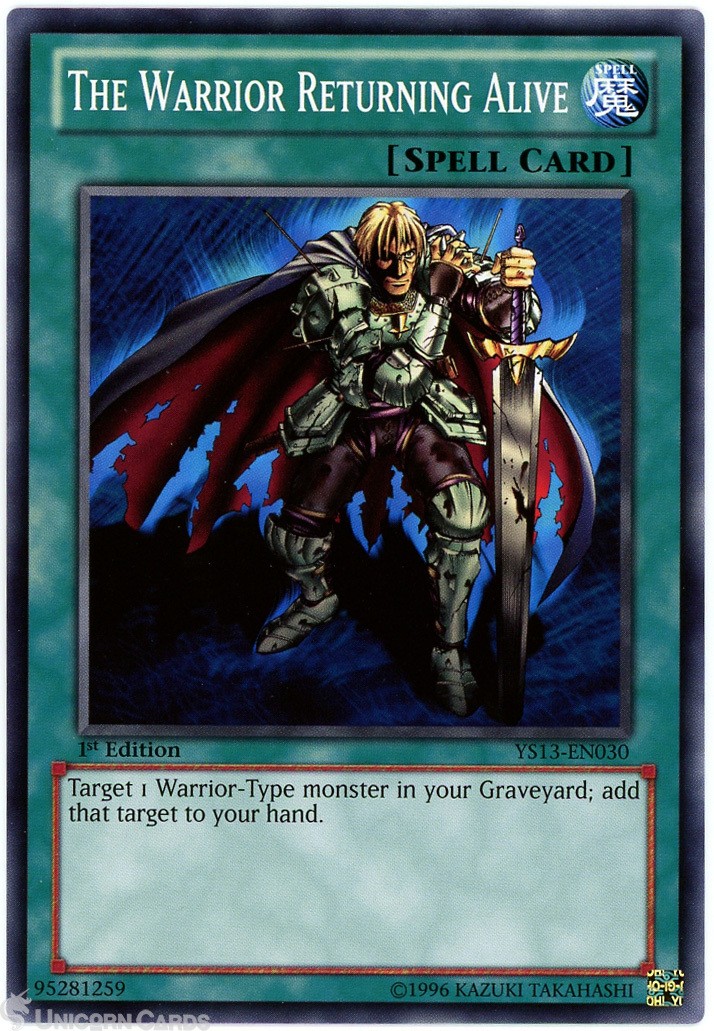 YS13-EN030 The Warrior Returning Alive 1st Edition Mint YuGiOh Card