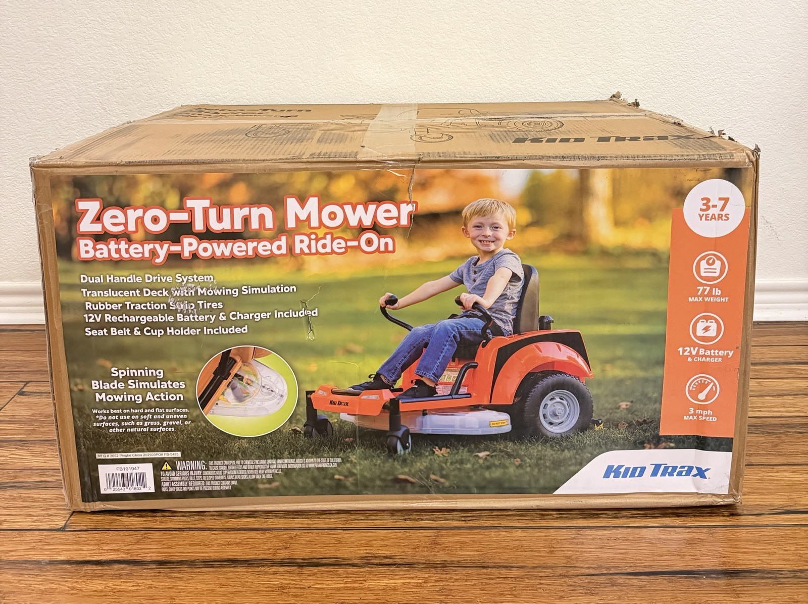 Kid Trax Zero Turn Lawn Mower 12-Volt Ride-On, 3MPH Top Speed, 77lbs Capacity
