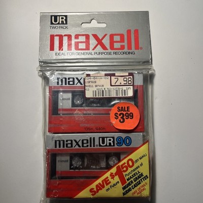 Maxell UR-90 Normal Bias Type 1 Cassette Tapes Pack of 2 Two - New Sealed 