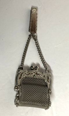 Antique Chatelaine Brass Mesh Miniature Coin Purse Victorian w