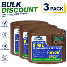 Tarp Supply Multi-Pack Brown/Green Poly Tarp 5 Mil Shelter RV Camping Cover