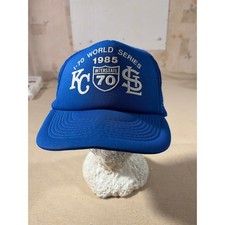 Vintage 1985 I-70 World Series KC Royals St Louis Cardinals Trucker Hat Blue