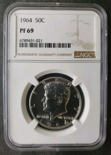 1964 Proof 50c Kennedy Silver Half Dollar NGC PF69