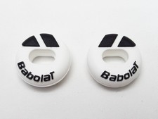 TWO 2X BABOLAT CUSTOM DAMP FEEL TENNIS VIBRATION DAMPENERS WHITE / BLACK 
