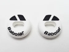 TWO (2X) BABOLAT CUSTOM DAMP FEEL TENNIS VIBRATION DAMPENERS (WHITE / BLACK)