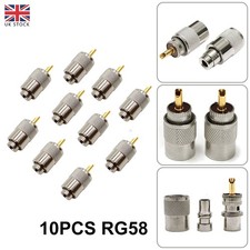 Pack of 10 x PL259 Male Plugs Connectors for 6mm Cable (e.g. RG58 / COAX) Set