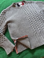 Thom Browne Grey Size 4 Wool Cable Pullover Sweater Jumper