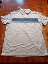 Adidas Men's Light Blue Chest Stripes Short Sleeve Polo Shirt Size Large