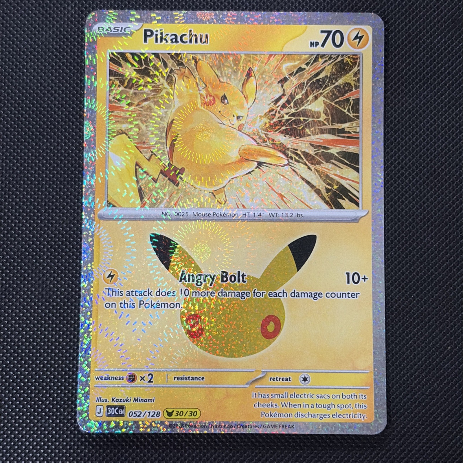 Pikachu 30th Celebrations 30/30 2021 70 HP Holo EN Minami