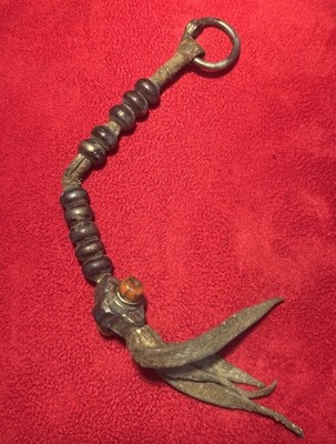 Antique Tibetan Brass Silver Mala 10 Bead with Coral Accents Buddhist Amulet