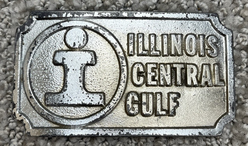 Vintage Illinois Central Gulf Belt Buckle Distressed Silver Tone