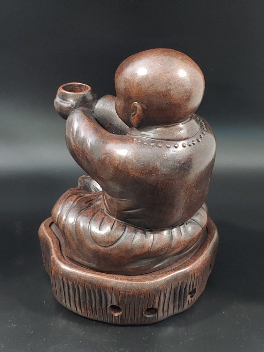 铁锈花釉陶塑罗汉香熏炉19th C Chinese Iron-Rust Glazed Pottery