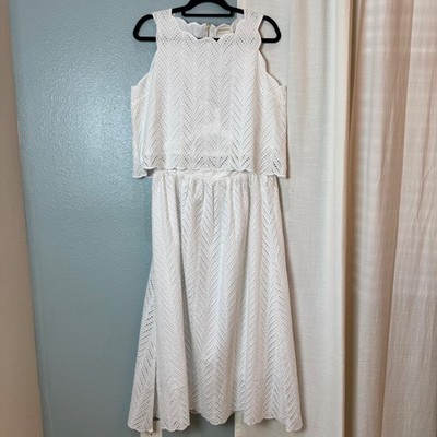 Palm Beach Lately x Sail to Sable Dress Set Womens L White NWT Eyelet Two Piece