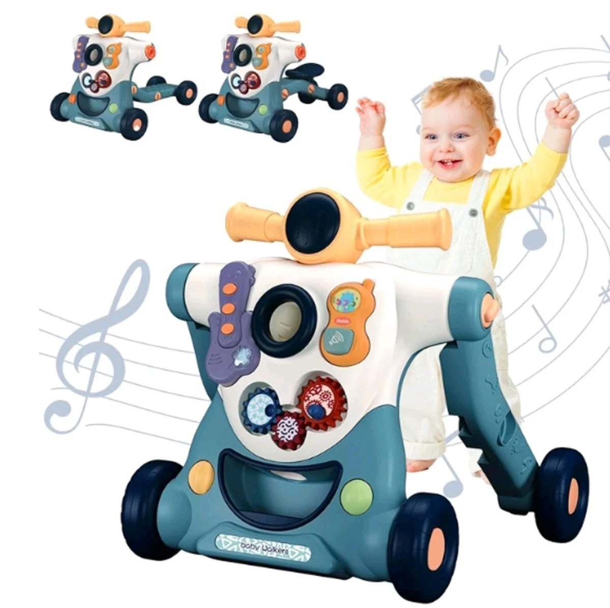 3 in 1 Baby Walker for Toddler with Music,Push Along Activity Walker for