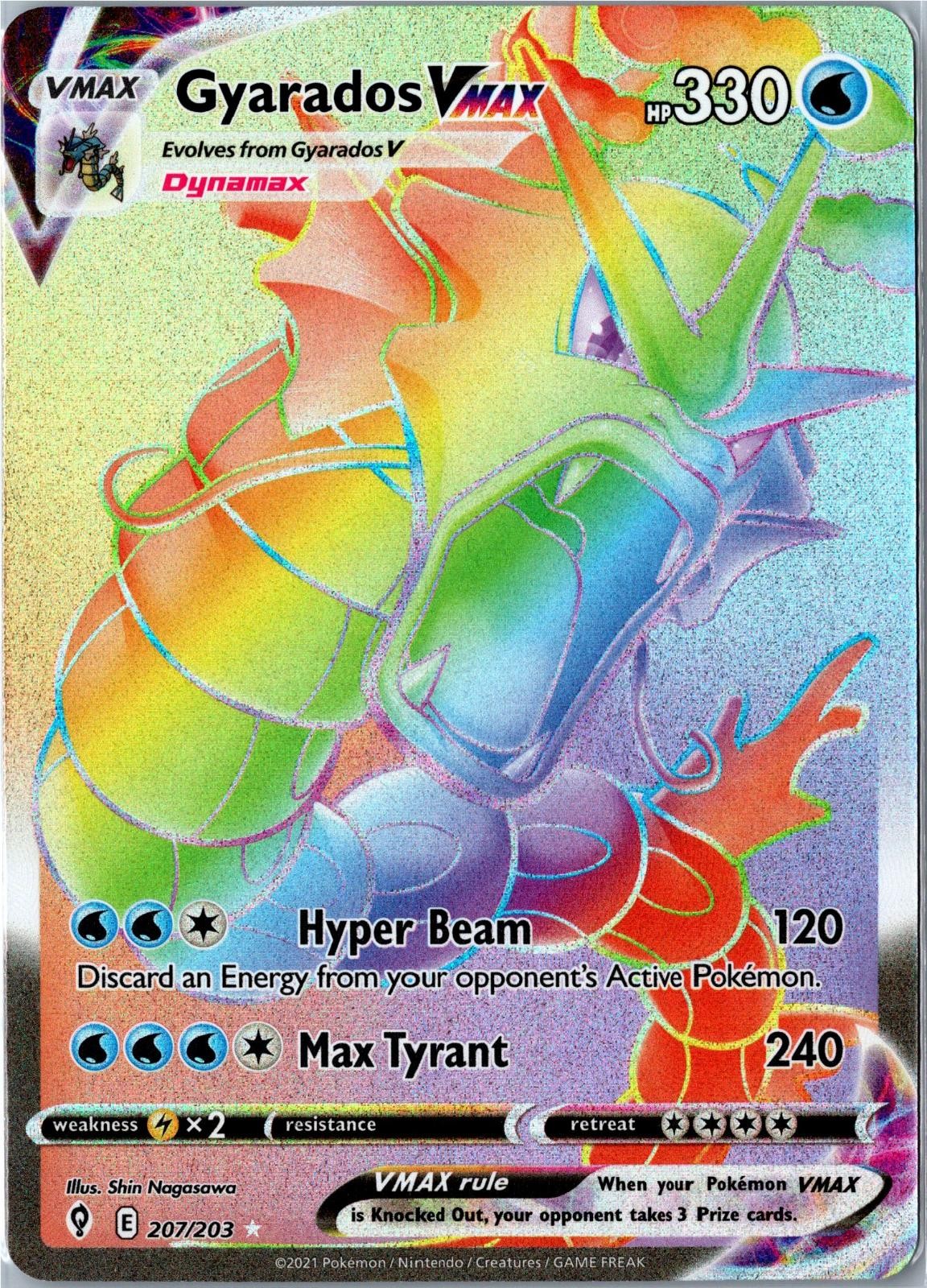 Pokemon Card - Gyarados VMAX 207/203 Evolving Skies Rainbow Rare Near Mint