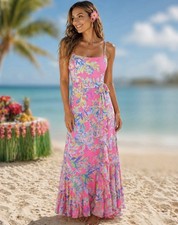 NWT Lilly Pulitzer Anni Maxi Dress Women 00 Faux Wrap Tropical Squeeze The Day