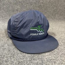 Vintage Pebble Beach Golf Hat Blue Adjustable Strap Imperial Headwear Read