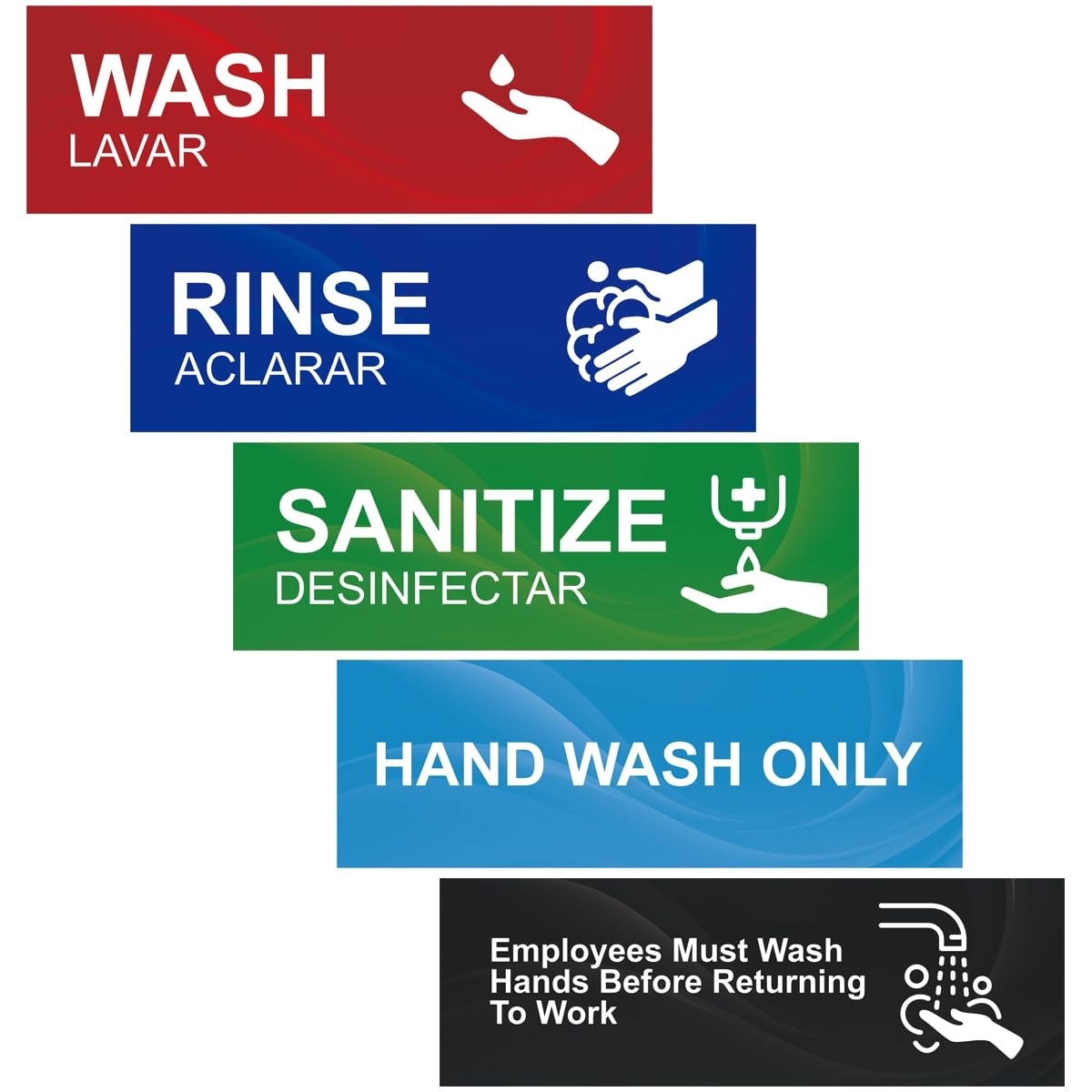 Magicfour Wash Rinse Sanitize Sink Labels, 5 Pack 3 5Pcs Labels 9”x3“