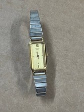 Citizen 2250-S10379 Gold Tone Rectangular Watch Untested Parts Repair