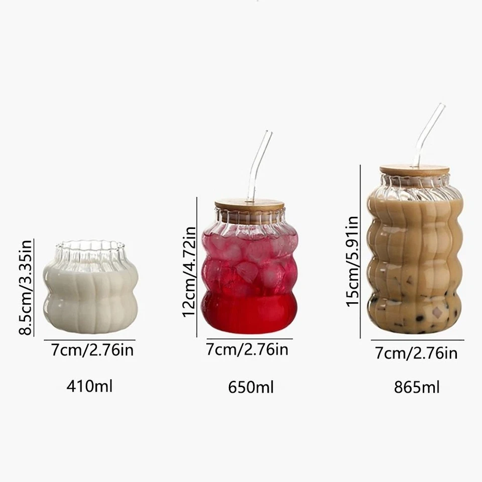 Straw Drinking Water Bottle Transparant Glass Tumbler Vintage Coffee Mug Tea - image 2 of 4