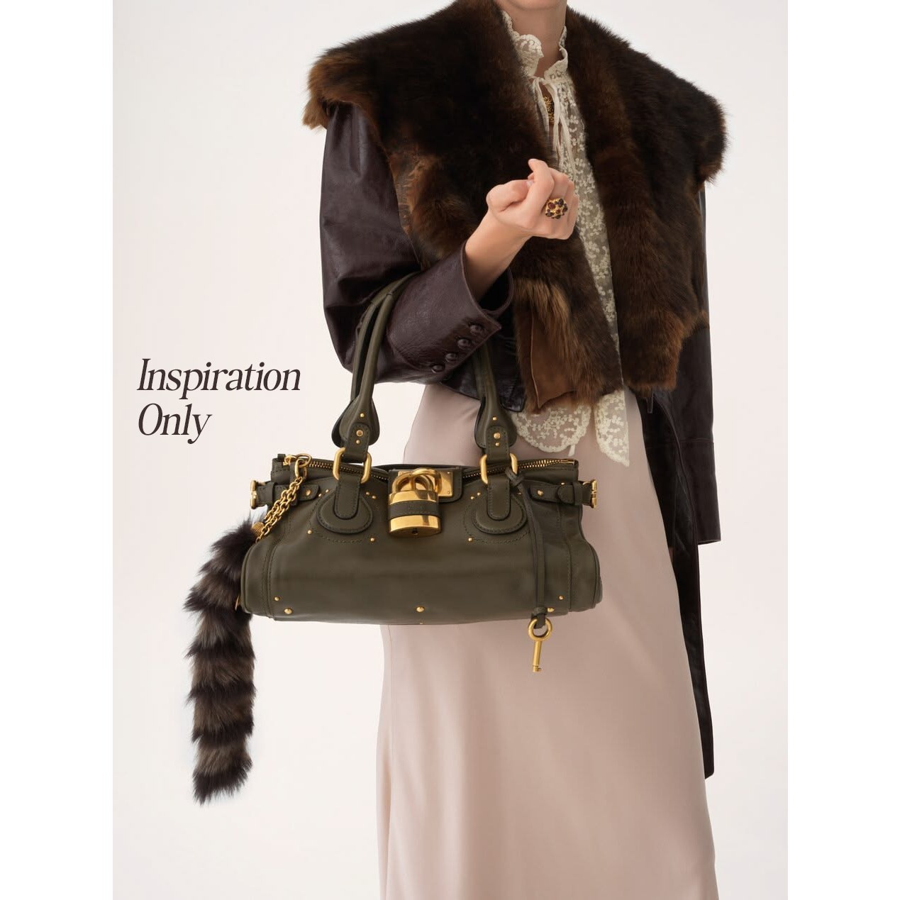 CHLOE Paddington Bag Small Green Silver Satchel Tote Phoebe Philo Y2K image 6