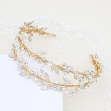 Oriamour Bridal Crystal Headbands Double Layer Wedding Headdress Go... Fast Ship