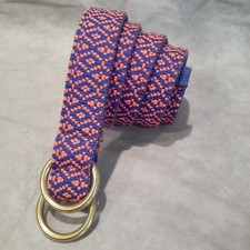 J Crew Ring Buckle Belt Women's Size S/M Pink Blue Woven