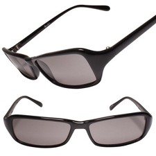 Genuine Vintage Low Profile Slim Design Black Frame Rectangle Sunglasses