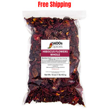 1lb Dried Whole Hibiscus Flowers and Petals, Flor de Jamaica, by 1400s Spices