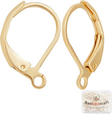 Leverback Earring Findings 24K Gold Plated Stainless Steel Hooks 50Pcs Dangle