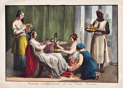 Roman lady servants Dienerin costumes ancient Rome Lithographie 1860