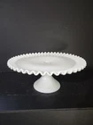 Vtg Fenton Milk Glass Hobnail 12.5" Pedestal Cake Plate Stand Ruffled Edge Large