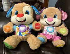 Fisher Price Laugh And Learn Smart Stages Blue  Pink Dog Plush - Interactive