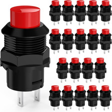 20Pcs SPST Latching Type Push Button Switch Off/On AC 250V/1.5A 125V/3A Red Cap