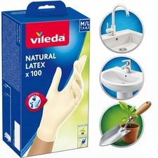 100pcs Vileda Natural Latex Gloves M/L