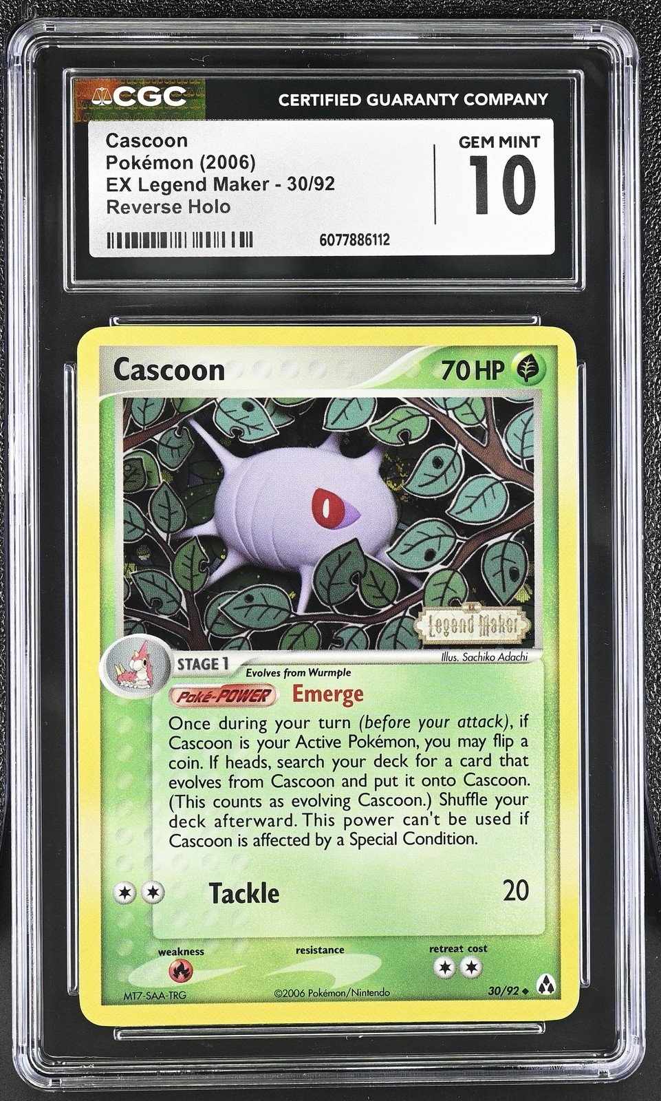 CGC 10 GEM MINT Cascoon EX Legend Maker 30/92 Reverse Holo Stamped Pokemon Card