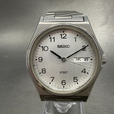 Seiko Spirit Watch Men 35mm Silver Dial Silver Tone Daydate 7N43-7180 NewBattery