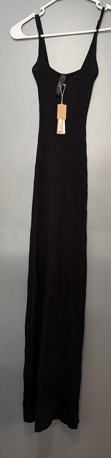 Skims Sheer Knit Midi dress Size XXS Onyx
