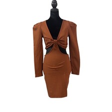 Socialite Brown Long Sleeve Cutout MiniDress S NWT