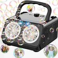 Automatic Bubble Machine Upgrade Bubble Blower with 2 Fans black