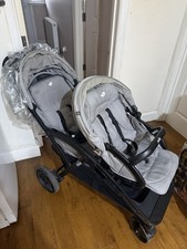 Joie Evalite Duo Lightweight Double Pushchair with Rain Cover Grey (Used)