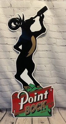 Point Bock Beer Sign Stevens Point Brewery Wisconsin Tin Metal Billy Goat 36''