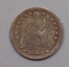 VF 1854 Seated LIBERTY Half Dime. #13