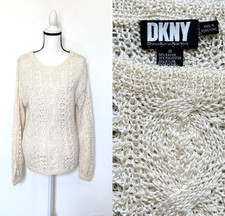 1990s Tunic Length Open Weave Designer Sweater