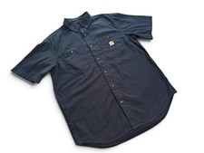 Carhartt Men's L Rugged Flex Relaxed Fit Short Sleeve Work Shirt Navy Blue