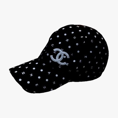 CHANEL キャップ CHANEL Polka Dot Baseball Cap Black White Cotton | eBay